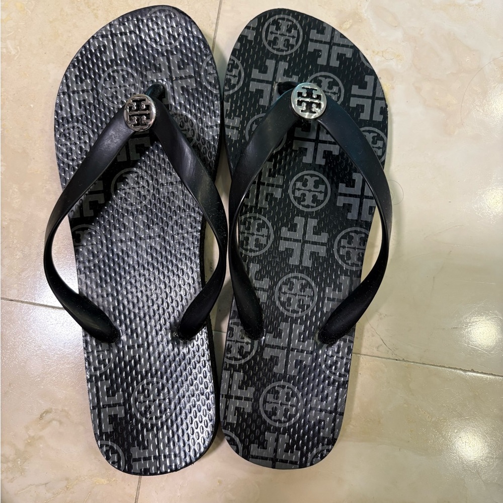 Tory Burch Black Patterned Sandals